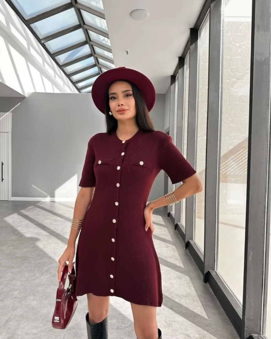 Helena - Elegant Knit Mini Dress