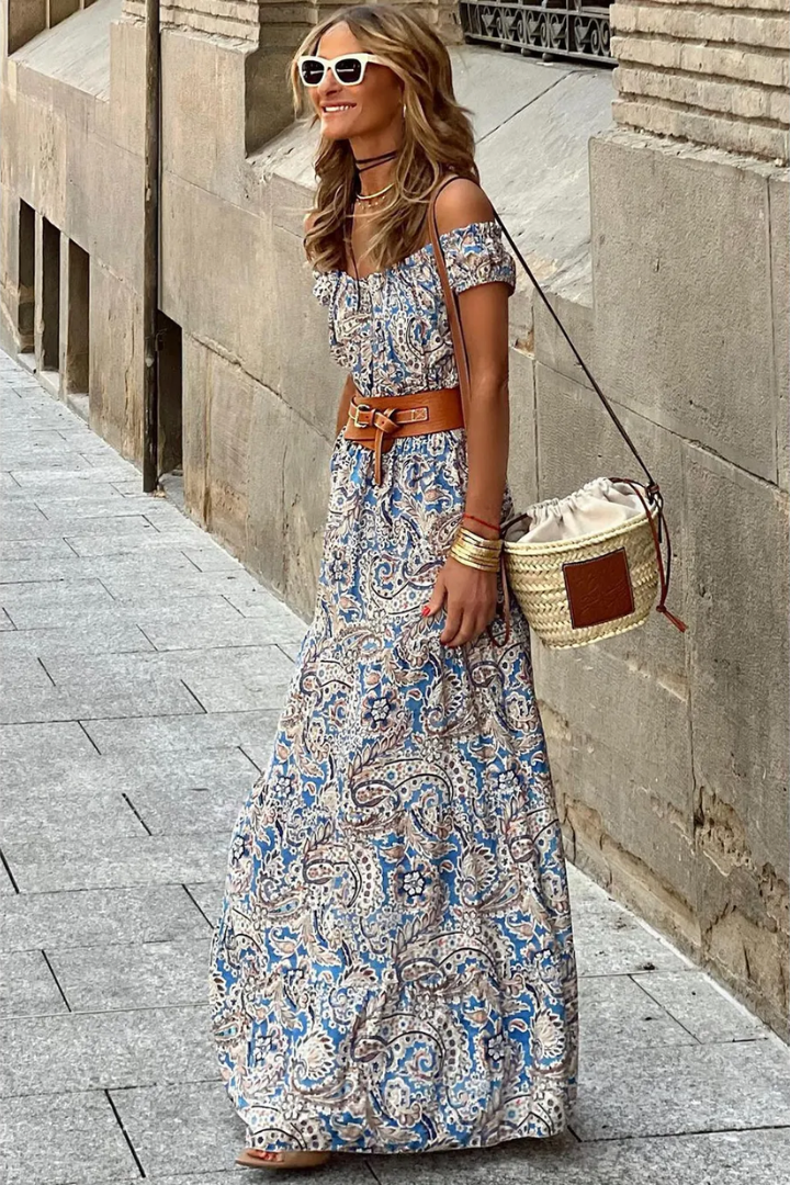 Florence – Blue Paisley Maxi Dress