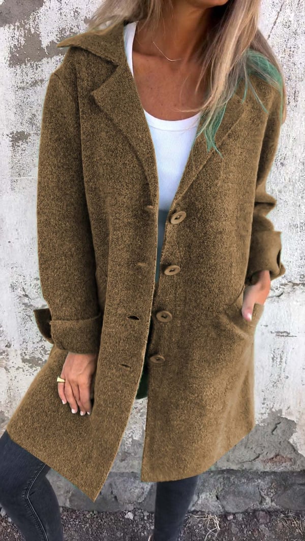 Grace - Casual Single-breasted Coat with Wool Revers