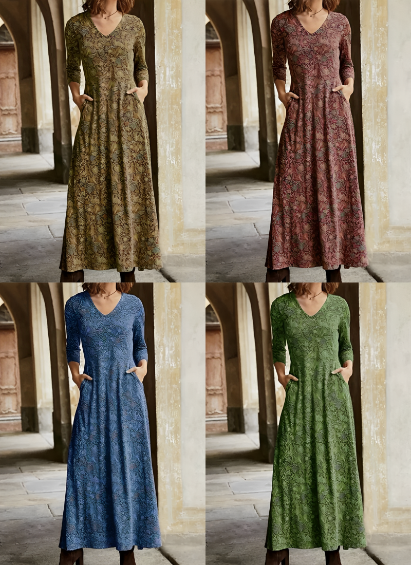 Bella – Vintage Pattern Maxi Dress