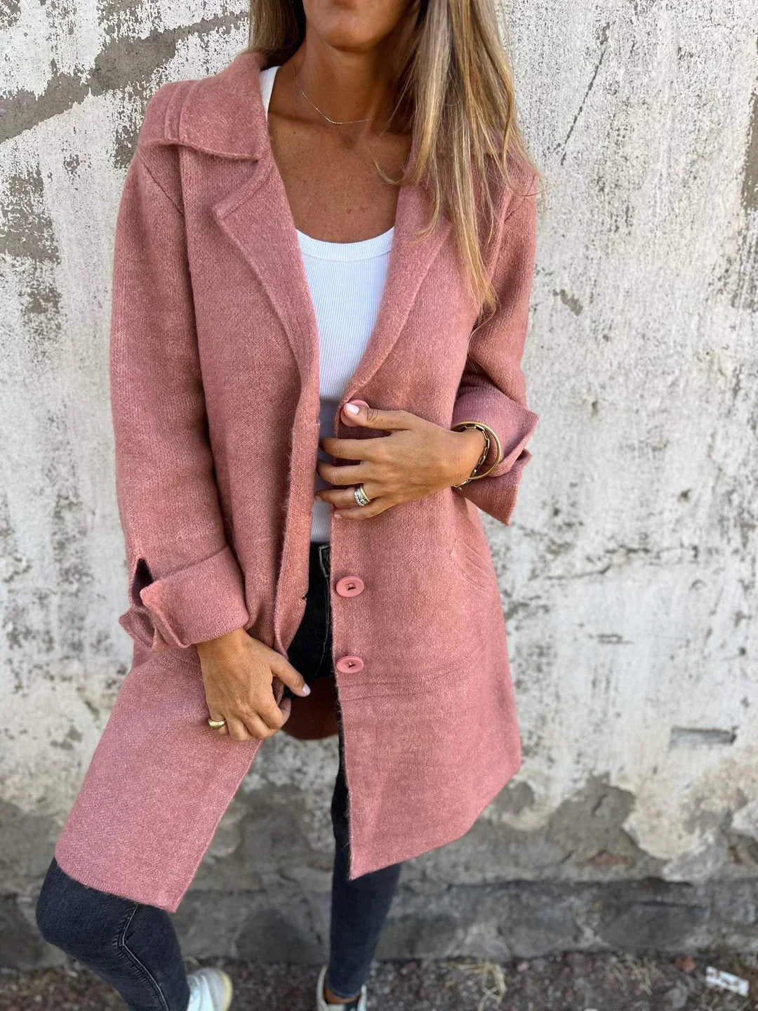 Grace - Casual Single-breasted Coat with Wool Revers